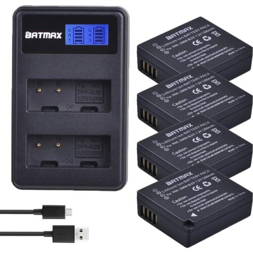 Batmax DMW-BLG10 DMW-BLE9 DMW BLE9E BPDC15 Battery+LCD USB Dual Charger for Panasonic DMC-GF6 DMC-GX7 GF5 LX100 GX80 GX85