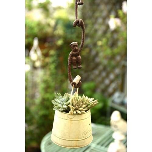 Cast Iron Matt Black Monkey S-Shaped Hook Garden Animal Hook Creative Hanger Home/Outdoor Decor Hanging Coats Decor Hardware