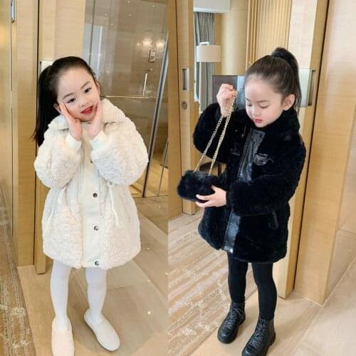 Children fake fur jacket baby girl thicker warm winter new coats kids long sleeve outerwear tops 2-8Y ws1925