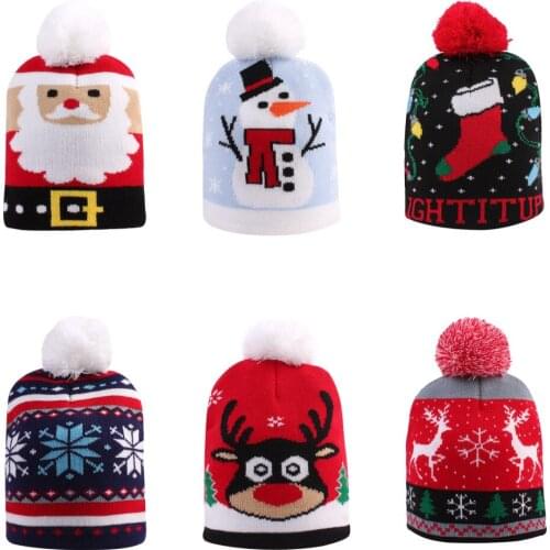 Childrens Knitted Christmas Hat Baby Boys Girls Cotton Caps for Kid Winter Warm Soft Unisex Newborn Toddler Clothing Accessory