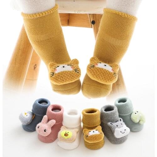 Childrens Socks Autumn And Winter Thick Terry Floor Baby Socks Newborn Three-Dimensional Accessories Socks Non-Slip Dispensing