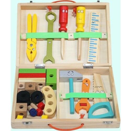 Kids Wooden Tool Set Kit Educational Toys Simulation Repair Game Puzzle Toys for Boys Gift Gift, Develop Hand-on Ability