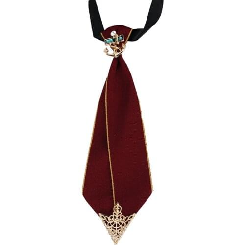 Korean Cloth Art Fabric Long Bow Necktie Anchor Shirt Casual Collar Fashion Jewelry Brooches for Men and Women Accessories