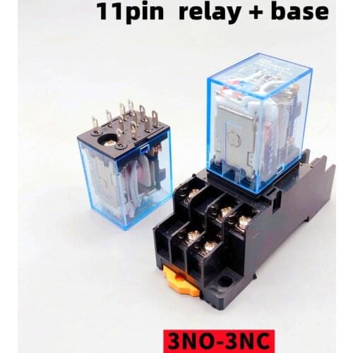 HH53P MY3NJ,Micro Small Electromagnetic Lntermediate Relay,With Base,11Pin,3NO/3NC,5A 110/220VAC,12/24VDC,Electrical Equipment