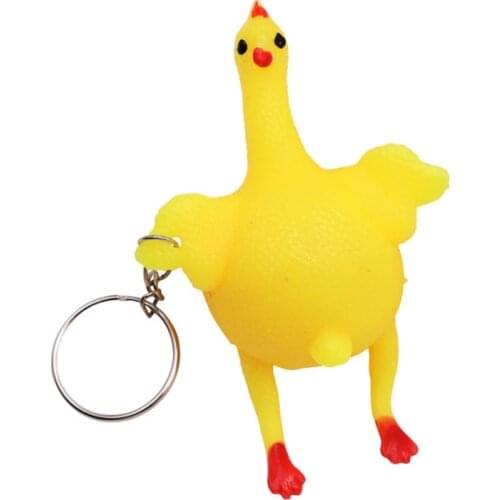 Fidget Toy Squeeze Laying Egg Keychain Stress Reducer Decompression Toy Anxiety Relief Keyrings Novelty Vent Anger Toys