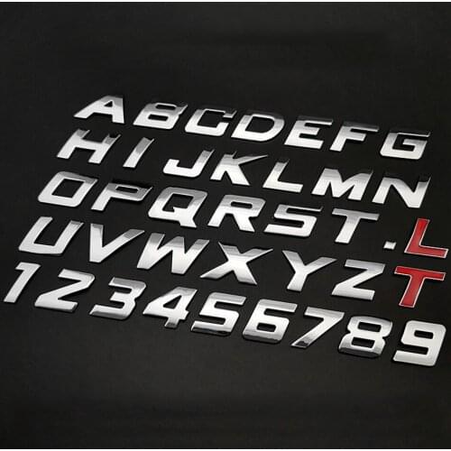Chrome Quality 3D Self-adhesive Italic Letter number car sticker for Auto MYCT-62