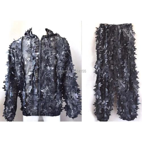 3D Black Leaf TYPHONTM Python Camouflage Ghillie Suit Sniper Clothing