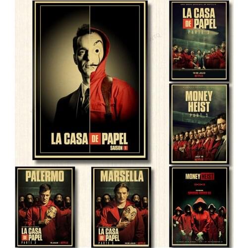 WTQ Canvas Painting Spain TV SHOWS Money Heist Retro Poster Wall Decor One Piece Poster Wall Art Picture Room Decor Home Decor
