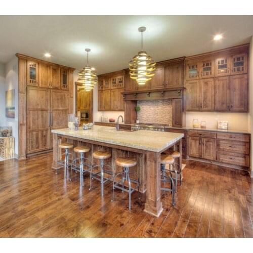 Classic L-Shape Solid Wood Shaker Kitchen Cabinets Large Island And Whole House Furniture Customization