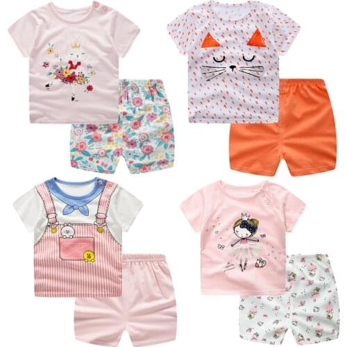 Infant girl clothing set girl baby outfit for girls infant tracksuit two piece set baby boy clothes summer cotton tshirt shorts