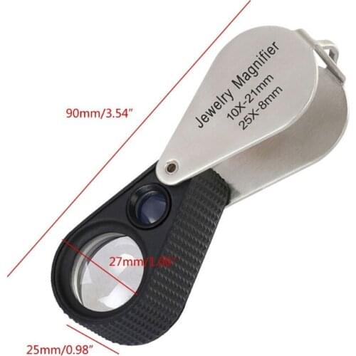 K1KA 10X 25X Metal Folded Magnifier for Jewelry Reading Hobbies, Insects Viewer，Crafts, Pocket Loupe ，Jewelers Sewing,Repair
