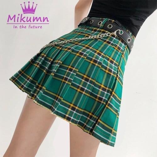 Punk Harajuku Purple Plaid Mini Skirt Women High Waist Pleated Skirt Preppy Style Kawaii Female Skirts Plus Size Saias Femininas