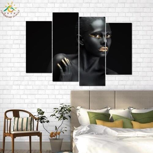 Fashion Girl Art Modern Canvas Art Prints Poster Wall Painting Home Decoration Artwork Wall Art Pictures for Bedroom 4 PIECES