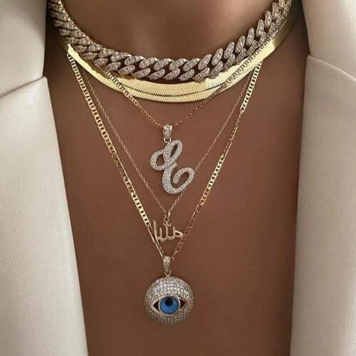 Lucky Turkish Evil Eye Fashion Jewelry For Women micro pave 5A Cz paved round charm pendant blue Color Eye Choker Necklace