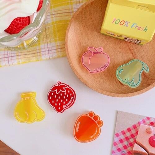Cartoon Fruit Print Transparent Duckbill Clip Barrette Hair Clip Hairpins Children Girls Cute Cartoon Print Hair Clips