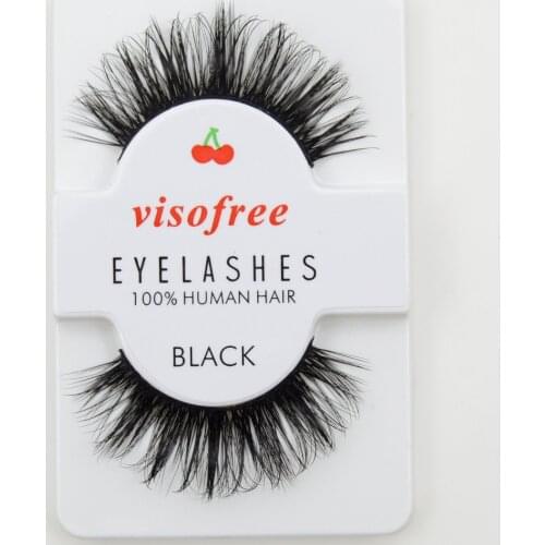 Visofree False Eyelashes Black 3D Eyelashes Human Hair Handmade Thick Eye Lashes #29
