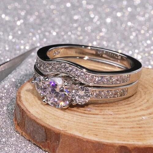 New Pair Ring Fashion OL Simple Ladies Zircon Ring Couple Combination Ring Girlfriend Gifts Prom Accessories