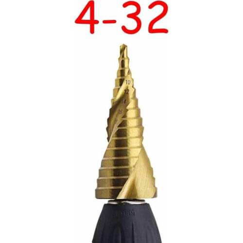 Wholesales 1pc 4-32Titanium Coated Step Drill Bits Spiral Hole Drill for Wood/Metal Core Drill Bit