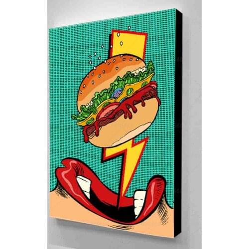 Hd Printed Eating Hamburger Posters 1 Panel Modular Canvas Painting Modern Home Decoration Wall Art Pictures For Living Room