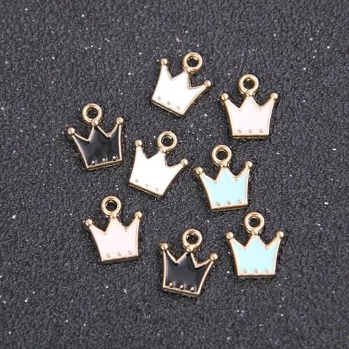 8pcs 11*12mm Four Color Alloy Metal Drop Oil Crown Charms Pendant For DIY Bracelet Necklace Jewelry Making