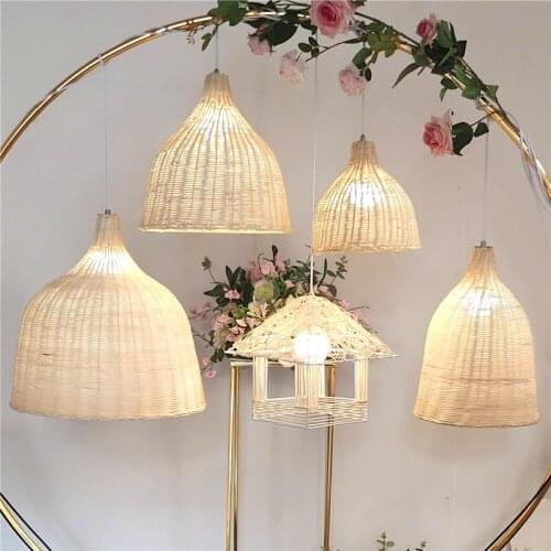 Chinese Handmade Bamboo Weaving Droplight Rattan Pendant Lamp Retro Zen Tea Room Lounge For Garden Restaurant Art Hanging Lamp