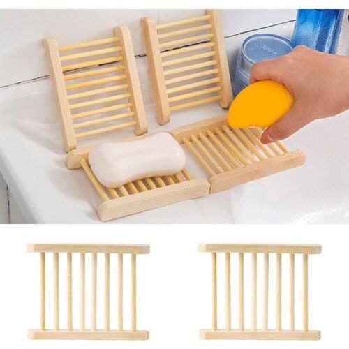 Useful Natural Wood Strong Bathroom Soap Dish Drain Tray Holder Sponge Plate Home Storage Rack