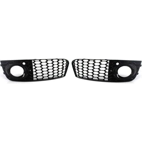 Black Ring Honeycomb Fog Light Cover Grille For Audi A4 B8 2009-2011 Grill 8KD 807 681, 8KD 807 682