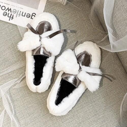 Winter Autumn Loafers wild student New Woman Flat Shoes fashion casual peas Bow shoes female Round head warm Hot Sale U12-94