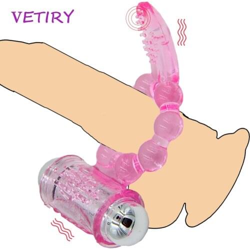 Vibrator Penis Ring Silicone Cock Rings Delay Ejaculation Sex Toys for Men Masturbation Tongue Licking Vagina Massage for Women