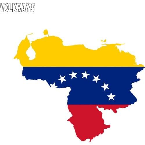 Volkrays Creative Car Sticker Venezuela Map Flag Accessories Waterproof Cover Scratches Sunscreen Vinyl Decal,13cm*12cm