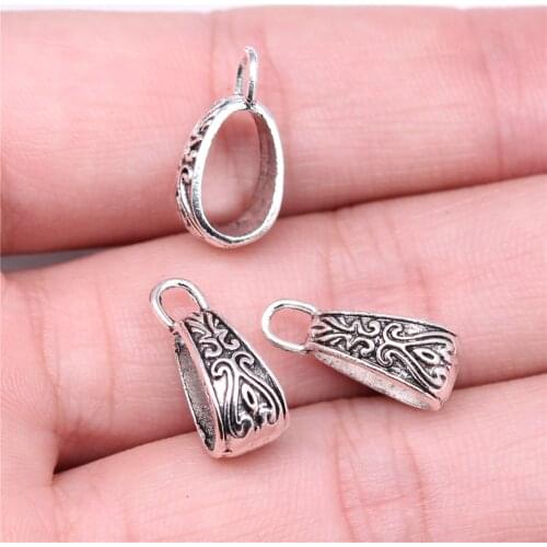 WYSIWYG 20pcs 17x6mm Big Hole Beads Bail Beads Antique Silver Color Bail Beads Pendants Charm Bail Beads