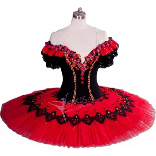 Women Adult Black Red Professional Ballet Tutu Costume Kitri Don Quixote Ballet Tutus Skirt Classical Ballerina Stage Costume