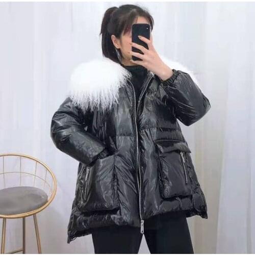 Women winter coat 2021 Fashion down jacket Mongolian real wool fur collar plus size coat parka real fur thick warm jacket