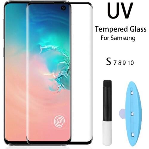 UV liquid glass Samsung S9 screen protector samsung galaxy S8 S9 10 plus glass on samsung note 8 9 tempered glass 3D full glue