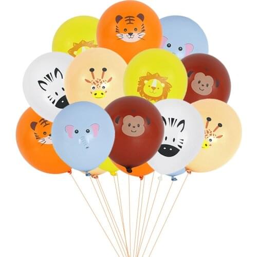 10pcs Jungle Animal Balloons Forest Safari Party Kids Boys Birthday Party Decoration Lion Tiger Giraffe Printed Helium Globos