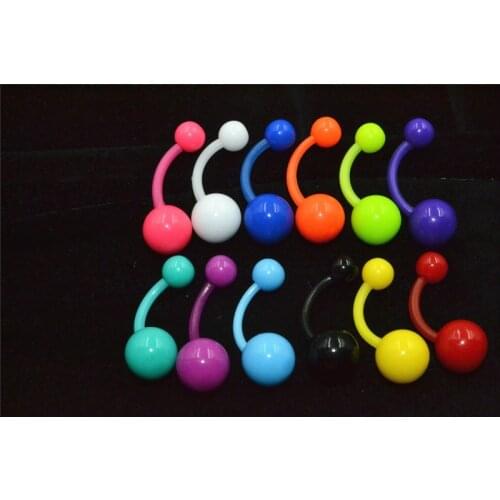 100pcs/Lot Body Jewelry Piercing Solid Color Navel Belly Button Tongue Ring Barbells Soft Acrylic Body Piercing