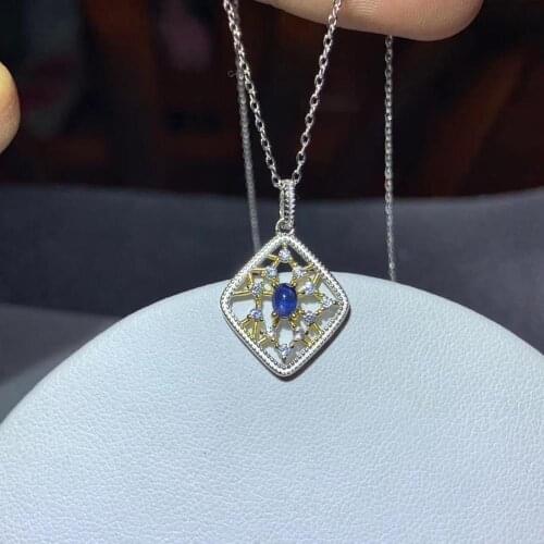 2020 new style natural sapphire gemstone necklace for women silver jewelry real 925 silver natural gem lucky birthstone gift