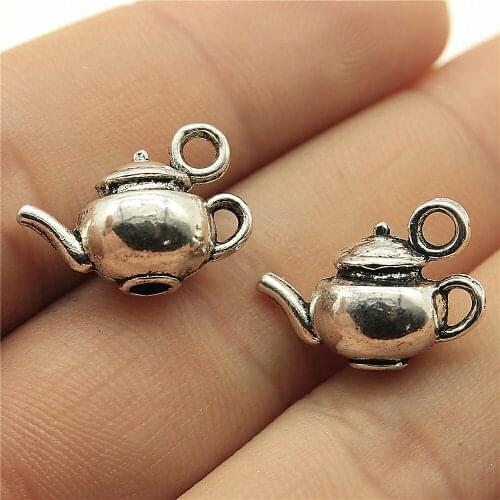 4Pcs 18x13x10mm Teapot Charms For Jewelry Making Hand Made Jewelry Accessories Antique Silver Color Alloy Charms