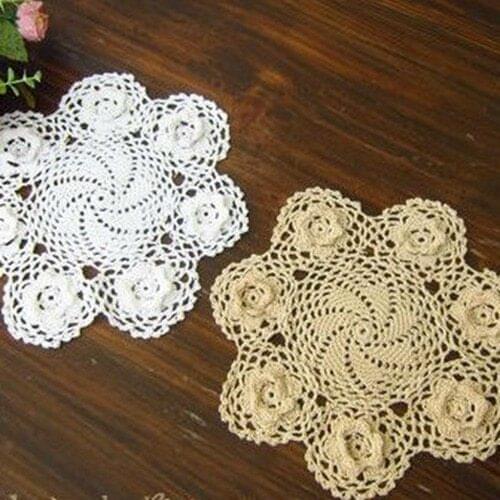 4 Vintage Coaster Crocheted Doily Handmade Lace Doilies Placemat 2 colors