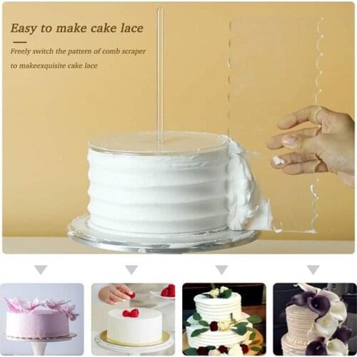 Acrylic Round Cake Disk Set Cake Discs Circle Base Boards with Center Hole Dowel Rod Pillar Comb Scrapers Dowel Rod for Baking