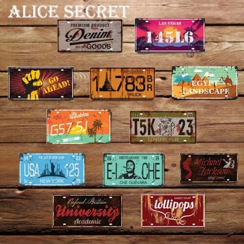 USA Vintage Metal Tin Sign Car Number Metal Plates License Poster Bar Club Garage Tin Home Decoration Metal sign Wall Metal Art