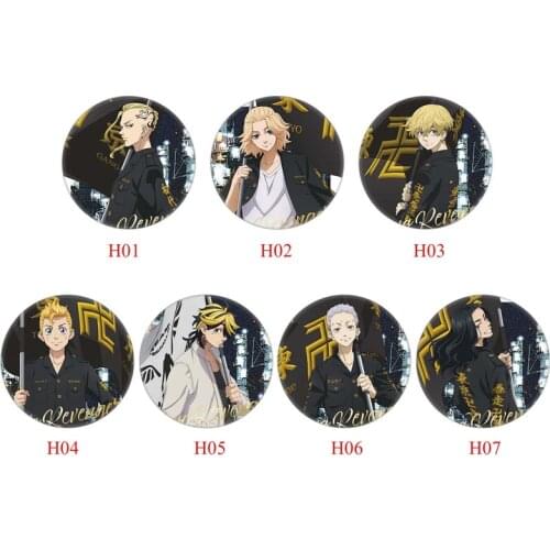 Anime Tokyo Revengers Mikey Draken Baji Figure Badge Round Brooch Pin Gifts Kids Collection Toy