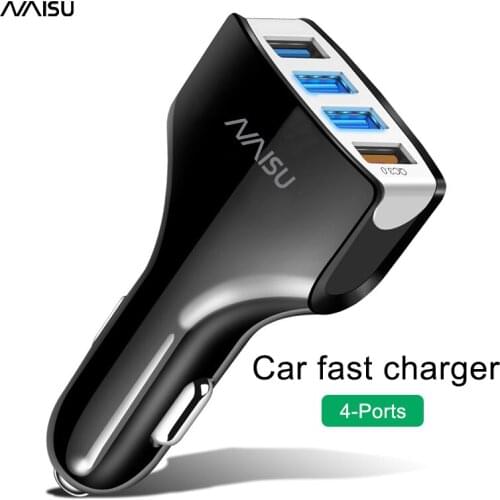 NAISU 18W Car-Charger 4 Ports QC 3.0 Charger Quick Charging Mobile Phone Car Fast Charger For Iphone Samsung Xiaomi Huawei 2021