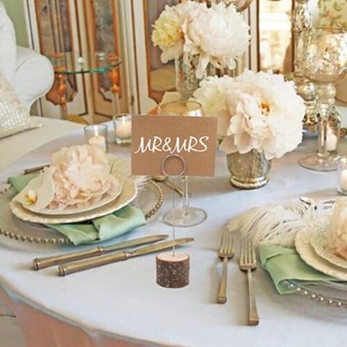 Base Card Holder Wire Picture Selection Grip Holder Wooden Business Card Number Photo Holders Wedding Decorations Gadgets10pcs