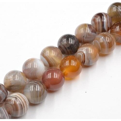 Coffee Botswana Agates 4/6/8/10/12mm Stylish Natural Stone Jewelry Beads Fit for DIY Womens Charms Necklaces Bracelet