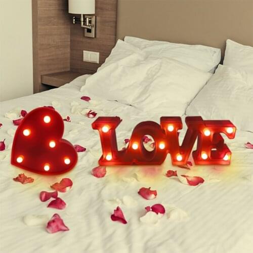 3D Love Heart Marquee LED Letter Lamps Indoor Decorative Sign Night Light Wedding Party Decoration Romantic Valentines Day Gift