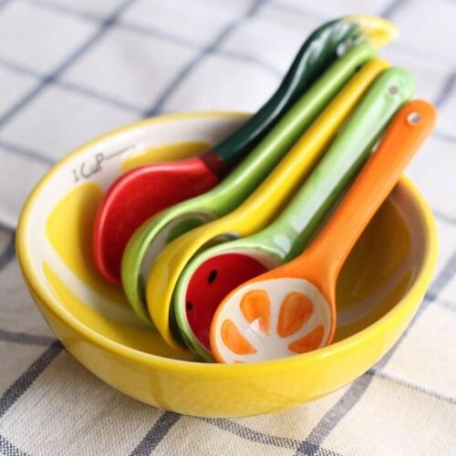 Korean style childrens tableware ceramic creative coffee mixing household small dessert spoon kitchen accessories