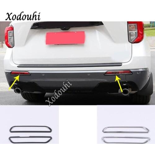 For Ford Explorer U625 2019 2020 2021 Car Styling Detector Sticker Cover Trim Back Tail Rear Fog Light Lamp Frame Parts 2pcs