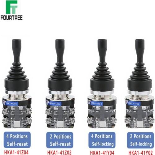 Joystick Switch Monolever Rocker Cross Switch 2/4Positions 2NO 4NO Self-reset Self-locking Hole Size 30mm HKA1-41Y02/04 41Z02/04