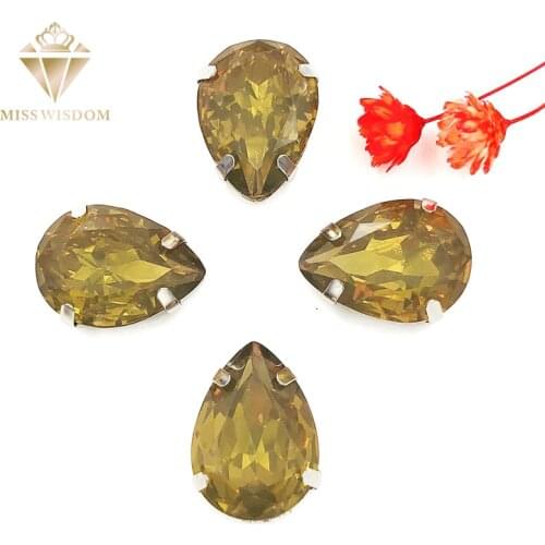 Hot sale Matt Light coffee opal teardrop sew on rhinestones with claw flatback Resin loose rhinestones DIY garment Accessories